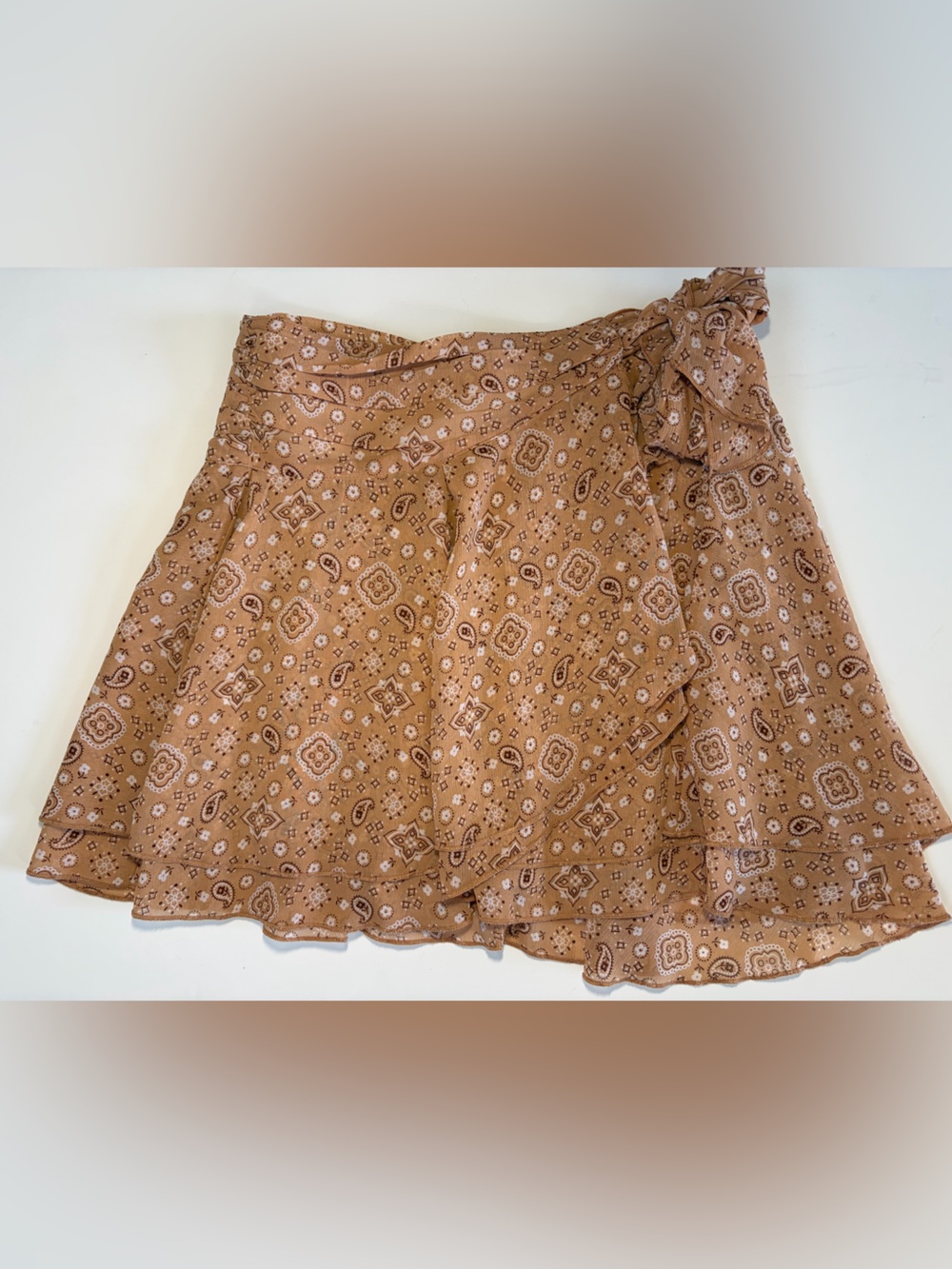 aerie Tan Paisley Print Mini Skirt